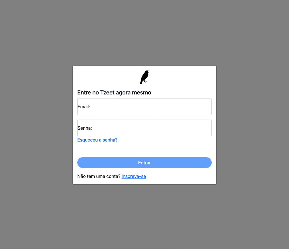 Exemplo de página de login