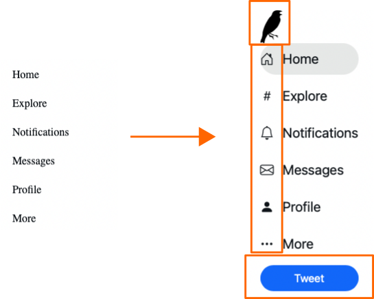 Mudanças na área de navegação